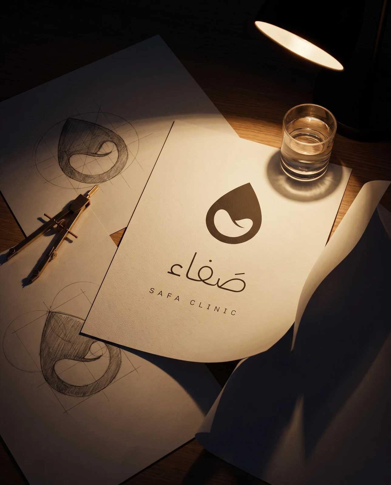 رسم القطرة على الشبكة الدائرية: موجةٌ تهدأ حتى تسكن داخل قطرة ماء.